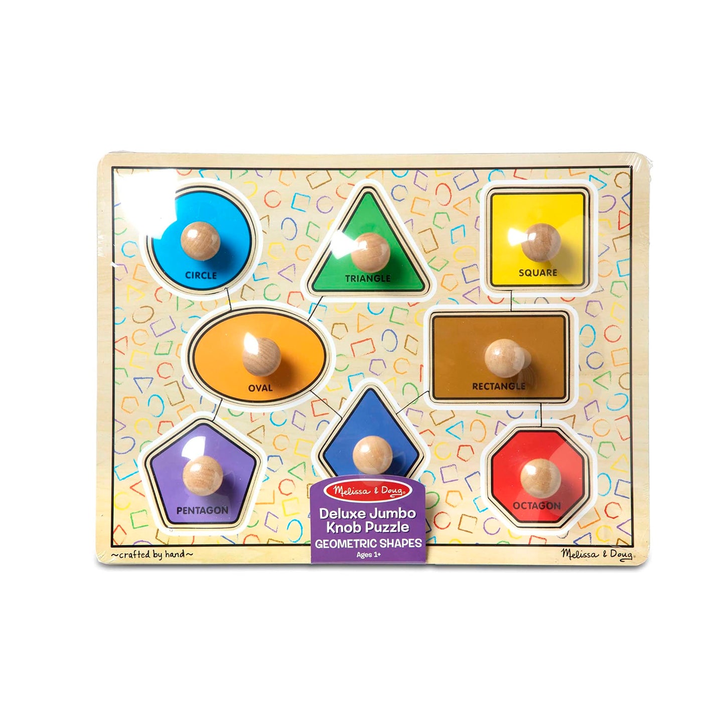 Melissa & Doug Deluxe Jumbo Knob Wooden Puzzle - Geometric Shapes (8 pcs)