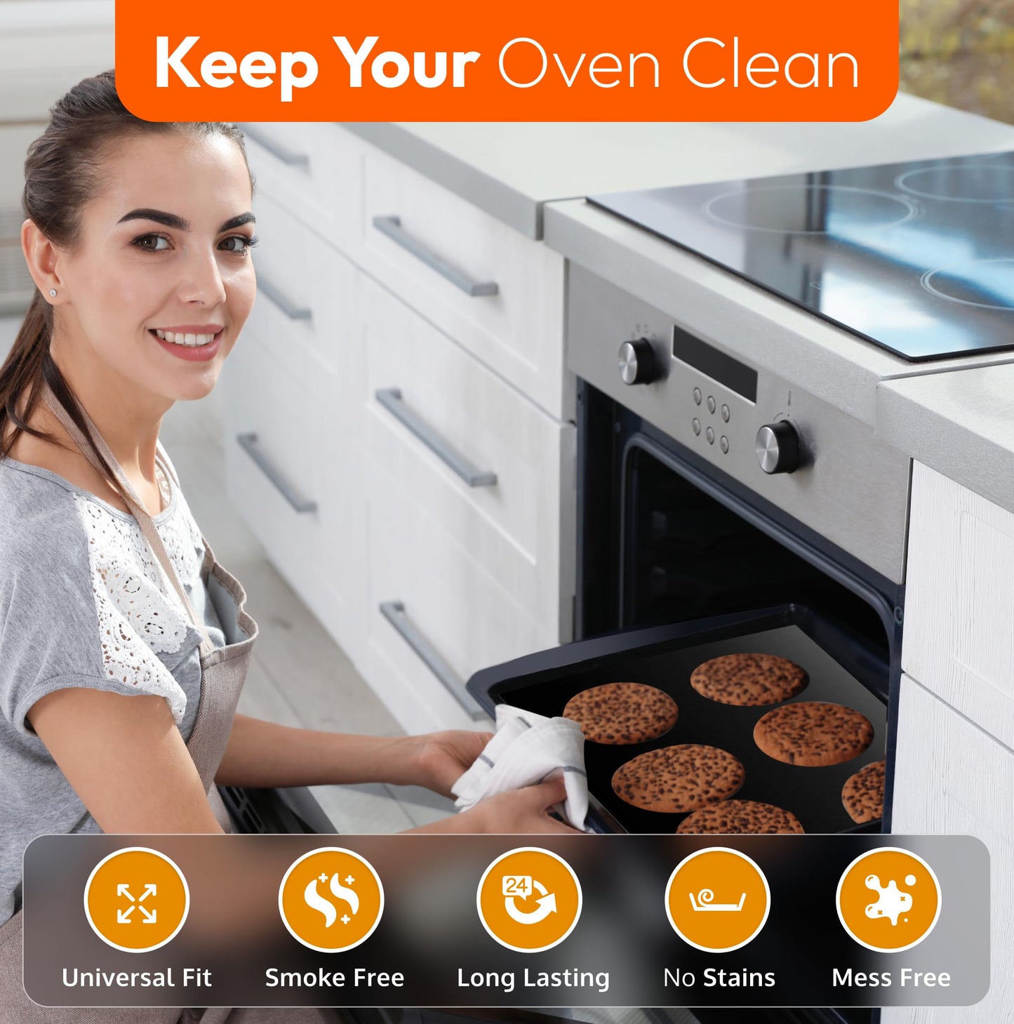 2-Pack Large Heavy-Duty Nonstick Teflon Oven Liners – 17"x25", BPA & PFOA-Free, for Electric, Gas, Microwave & Grill Use