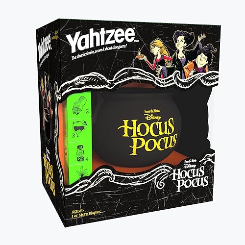 USAOPOLY YAHTZEE: Disney Hocus Pocus | Collectible Witch~'s Caldron Dice Cup Classic Family Game Based on Film Great for Night Officially-Licensed &…