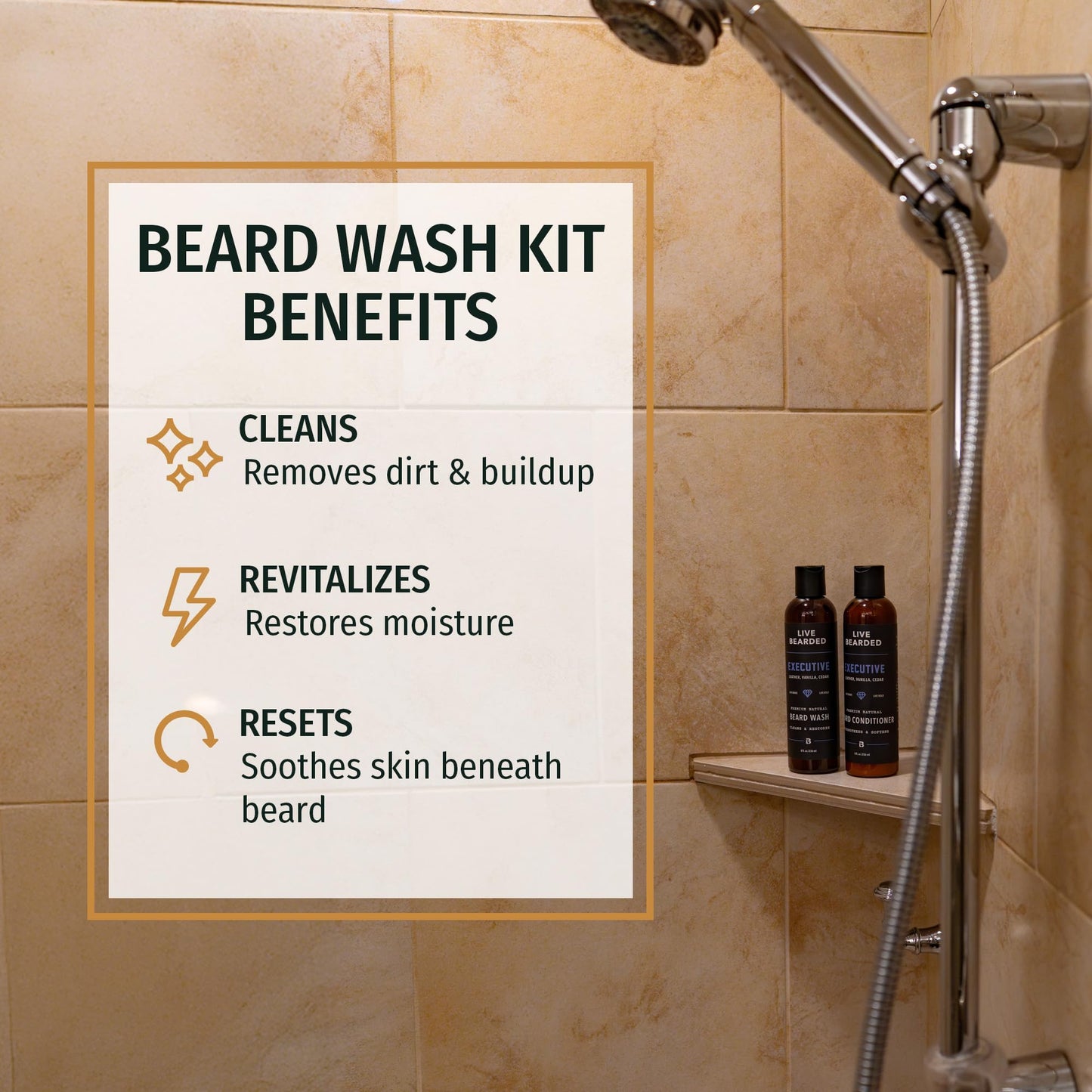 LIVE BEARDED® Beard Wash & Conditioner Kit for Men, Executive, 8 oz Beauty and Personal Care Live Bearded