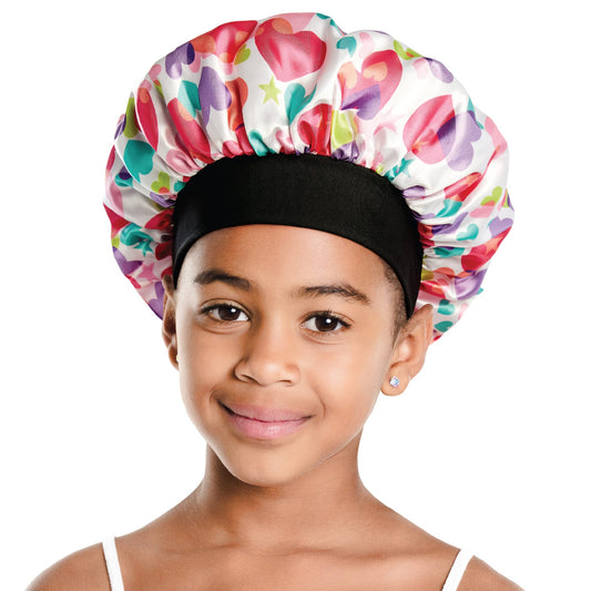 Red by Kiss Kids Satin Bonnet Sleep Cap Reversible Hair Bonnet for Boys and Girls Sleeping Night Silk Sleep Cap (Heart) Multi Color Beauty and Personal Care Red by Kiss