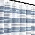 Serafina Home Nautical Striped Blue and White Fabric Shower Curtain: Chambray Cotton Luxury Hotel Detailed Eyelet Decorative Weave for Bathroom 72" x…