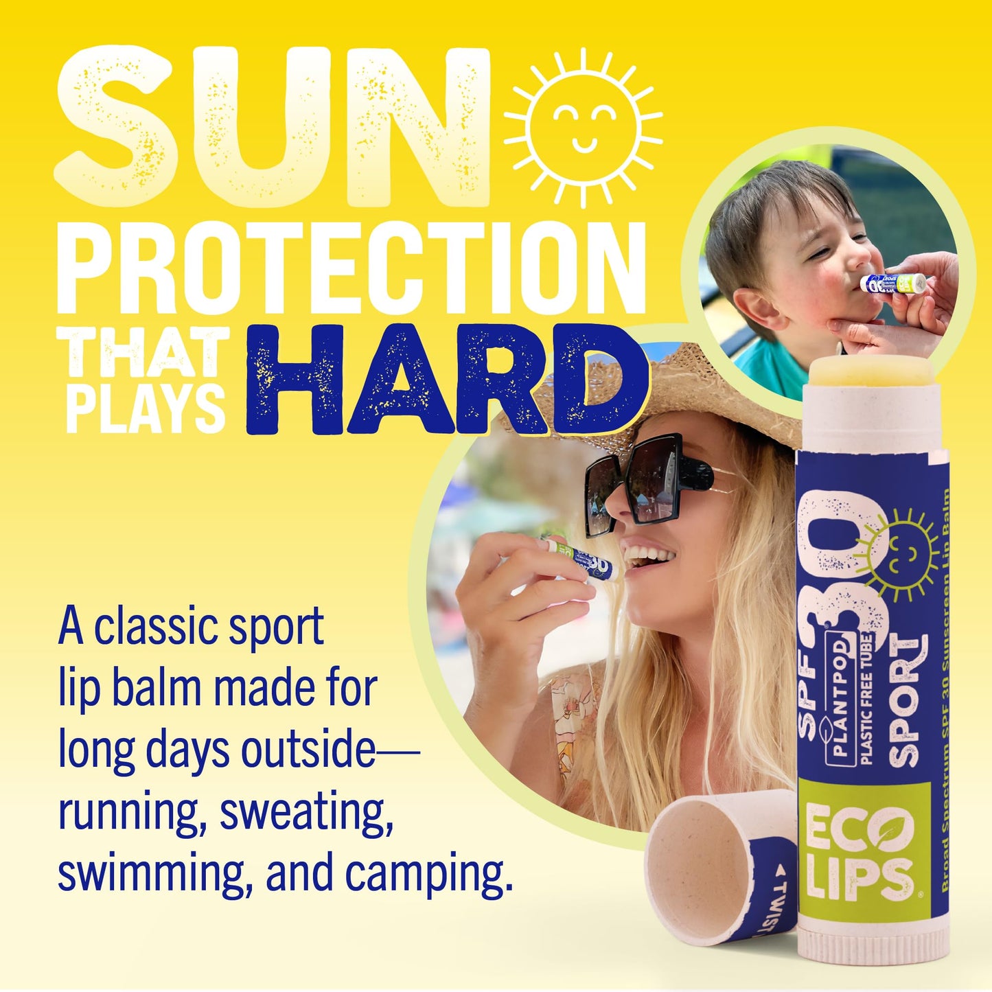Eco Lips Classic Sport SPF 30 Broad Spectrum Sunscreen Lip Balm - 6-Pack (Classic Vanilla) | Organic Moisturizing Lip Protection | Made in USA