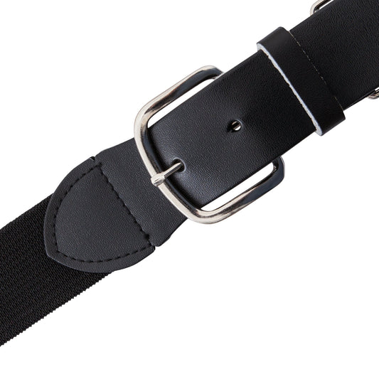 Champion Sports Baseball/Softball Uniform Belt - Comfort Nylon Stretch Fit Uniform Belt - Durable Leather Tab - Youth "18-32 Inches" - Black