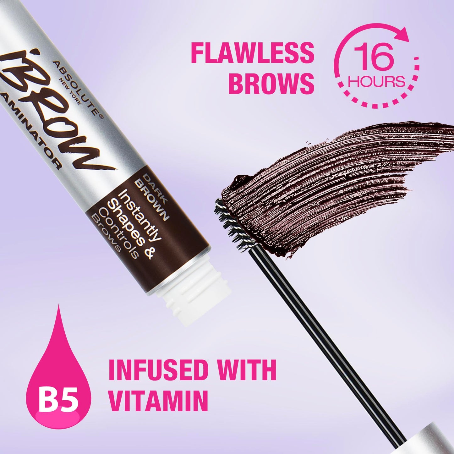 Absolute New York Waterproof Eyebrow Gel for Tinting and Volumizing Eyebrows (MEBG13 Dark Brown)