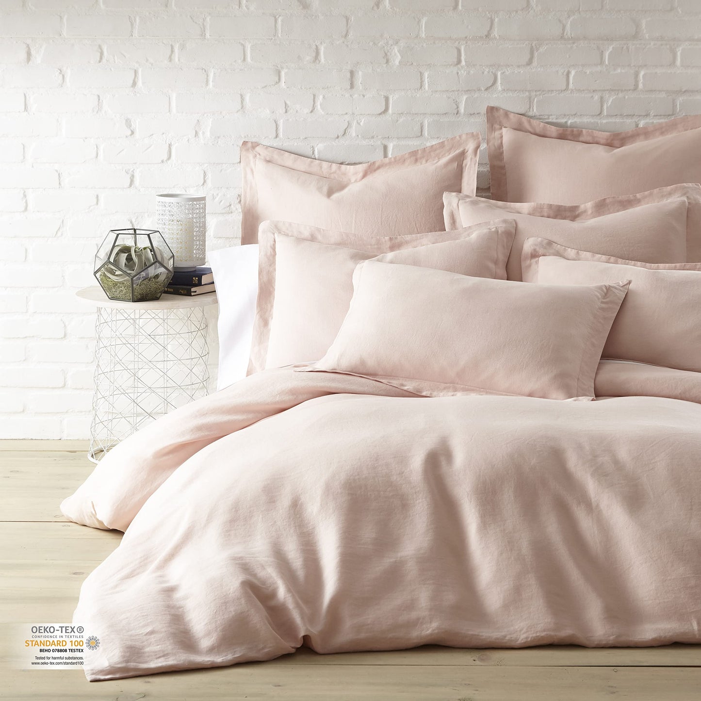Levtex Home - 100% French Flax Linen - Euro Sham - French Flax Washed Linen - Blush - Sham Size (26x26in.), No Insert