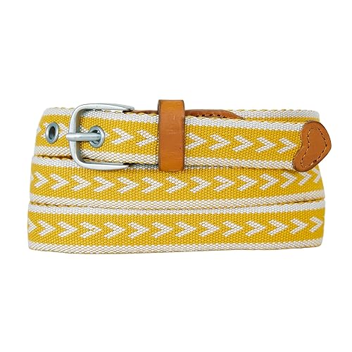 Eddie Bauer Women's Cascade Grommet Webbing Belt with Metal Buckle, Dark Marigold, Medium US