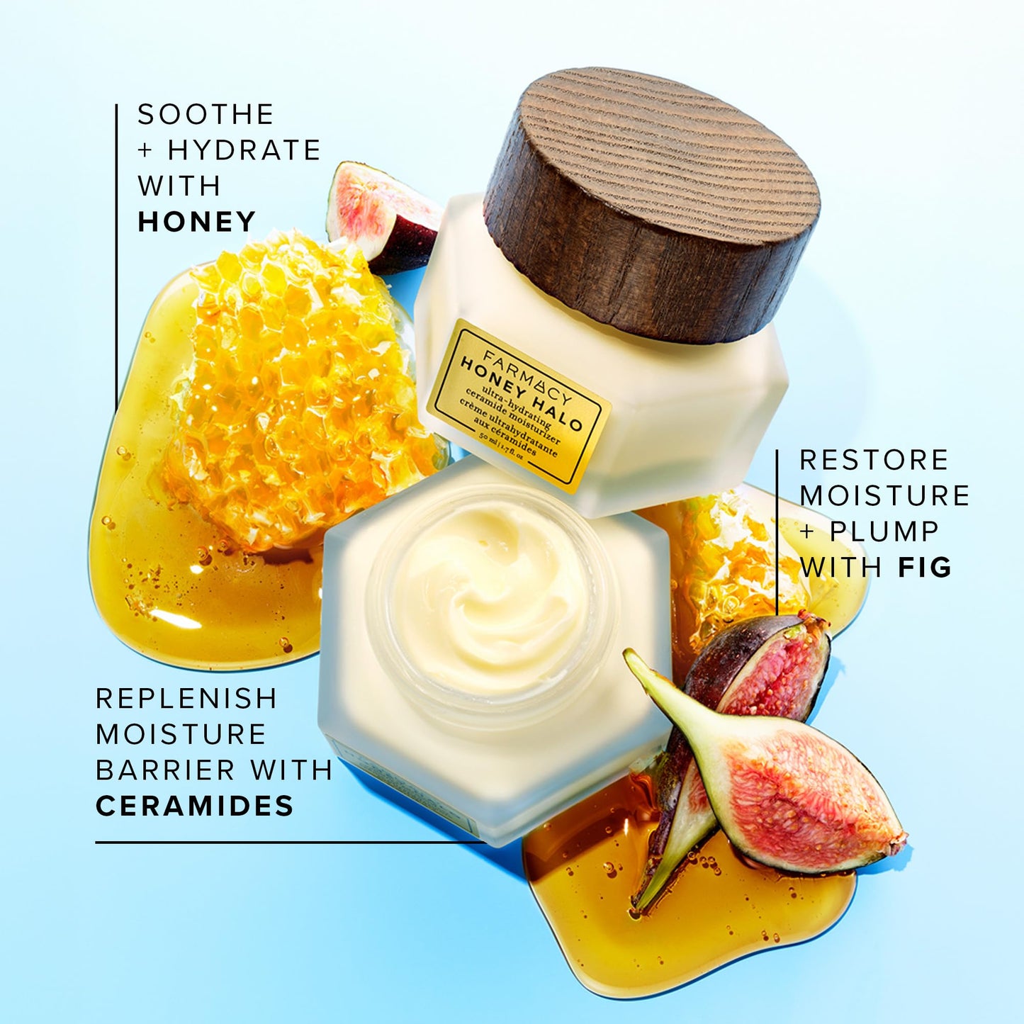 Farmacy Ceramide Face Moisturizer - Honey Halo Hydrating Facial Moisturizer for Dry Skin - Plumps, Soothes + Restores Skin with Potent Ceramides +