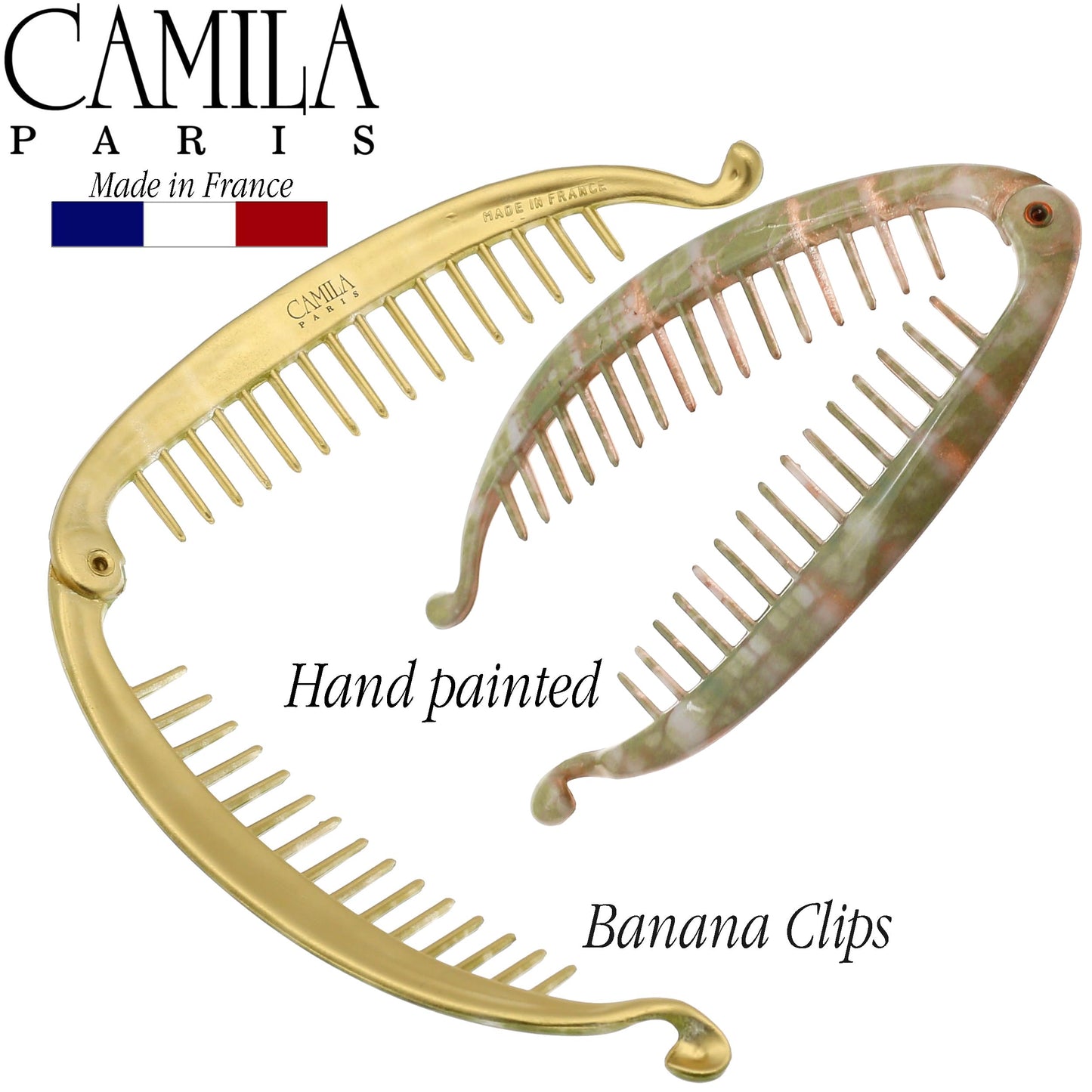 Camila Paris CP3106 4.5 inch French Banana Clip Hair Comb Classic Girls Updo Flexible Ponytail Holder Interlocking Banana Combs, Fashion Durable