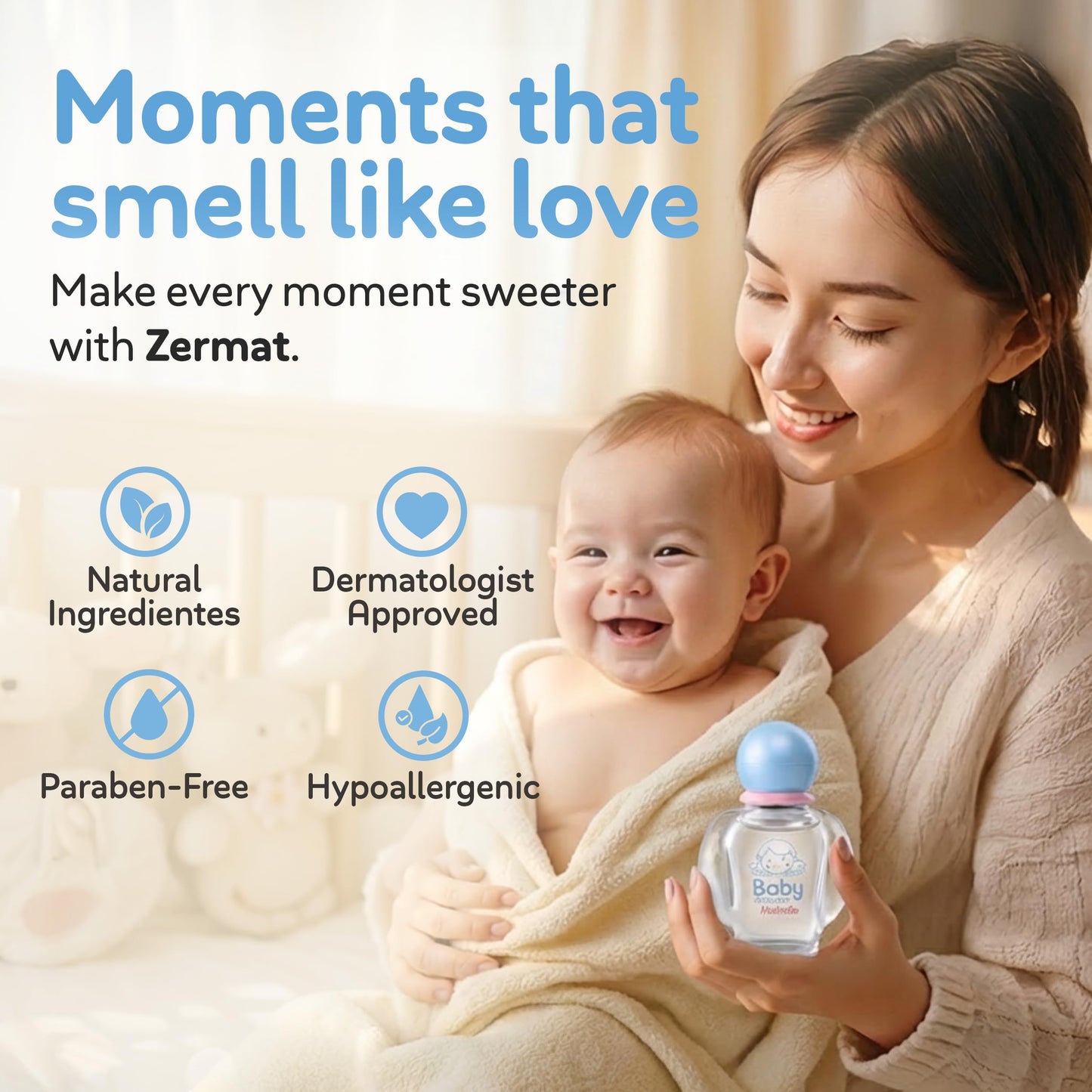 Zermat Baby Michelle | Baby Cologne Unisex Perfume | Paraben-Free & Hypoallergenic Gentle Formula | Long-Lasting Soft Floral Scents with Violets,