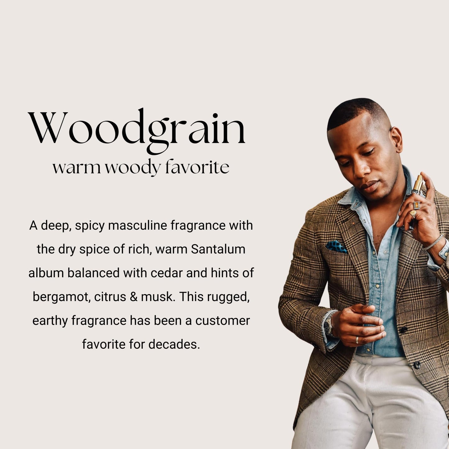 Caswell-Massey Woodgrain Sandalwood Gold Cap Cologne, Richly Sensual Santalum Album Men’s Cologne with Cedary and Hints of Citrusy Musk, 3 Fl Oz