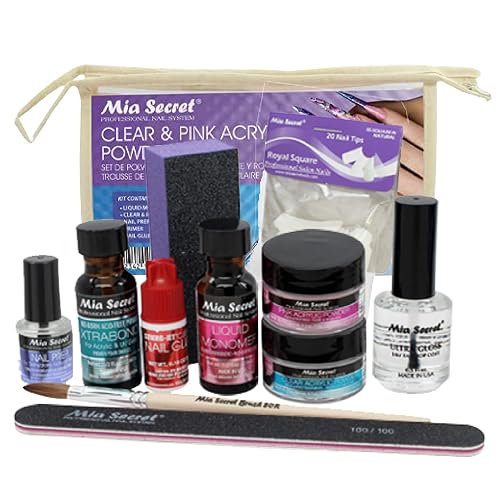 Mia Secret Acrylic Nail Kit/set For beginners - Nails Kit With Pink Acrylic Powder and Clear Acrylic Powder With Everything - Starter Kit de Uñas Beauty & Personal Care Mia Secret