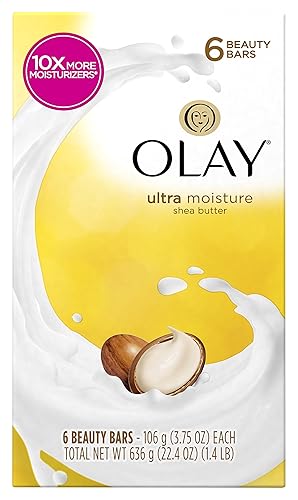 Olay Outlast Ultra Moisture Beauty Bar with Shea Butter, 6 Count (Packaging May Vary)