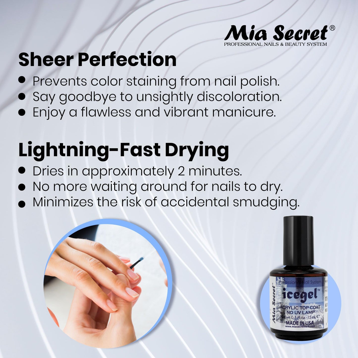Mia Secret Professional Nail System Ice Gel Acrylic Top Coat No Uv Lamp Beauty & Personal Care Mia Secret