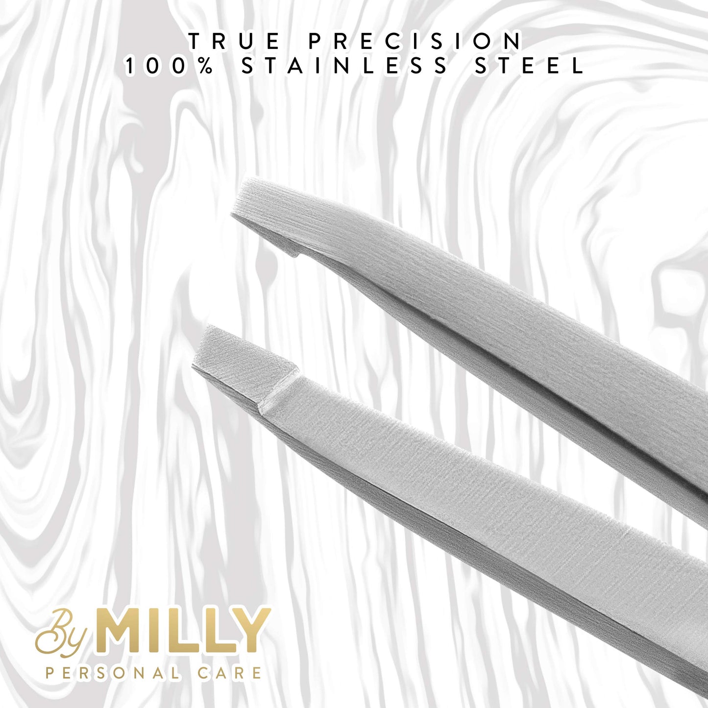 By MILLY Professional Slanted Tweezers for Women & Men | High Carbon Stainless Steel Sharp Tweezer | Tweezers for Women Facial Hair Plucking