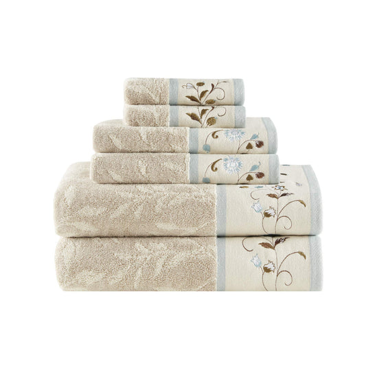 Madison Park Serene 100% Cotton Bath Towel Set Luxurious Floral Decorative Towels for Bathroom Embroidered Cotton Jacquard Design Soft Highly…