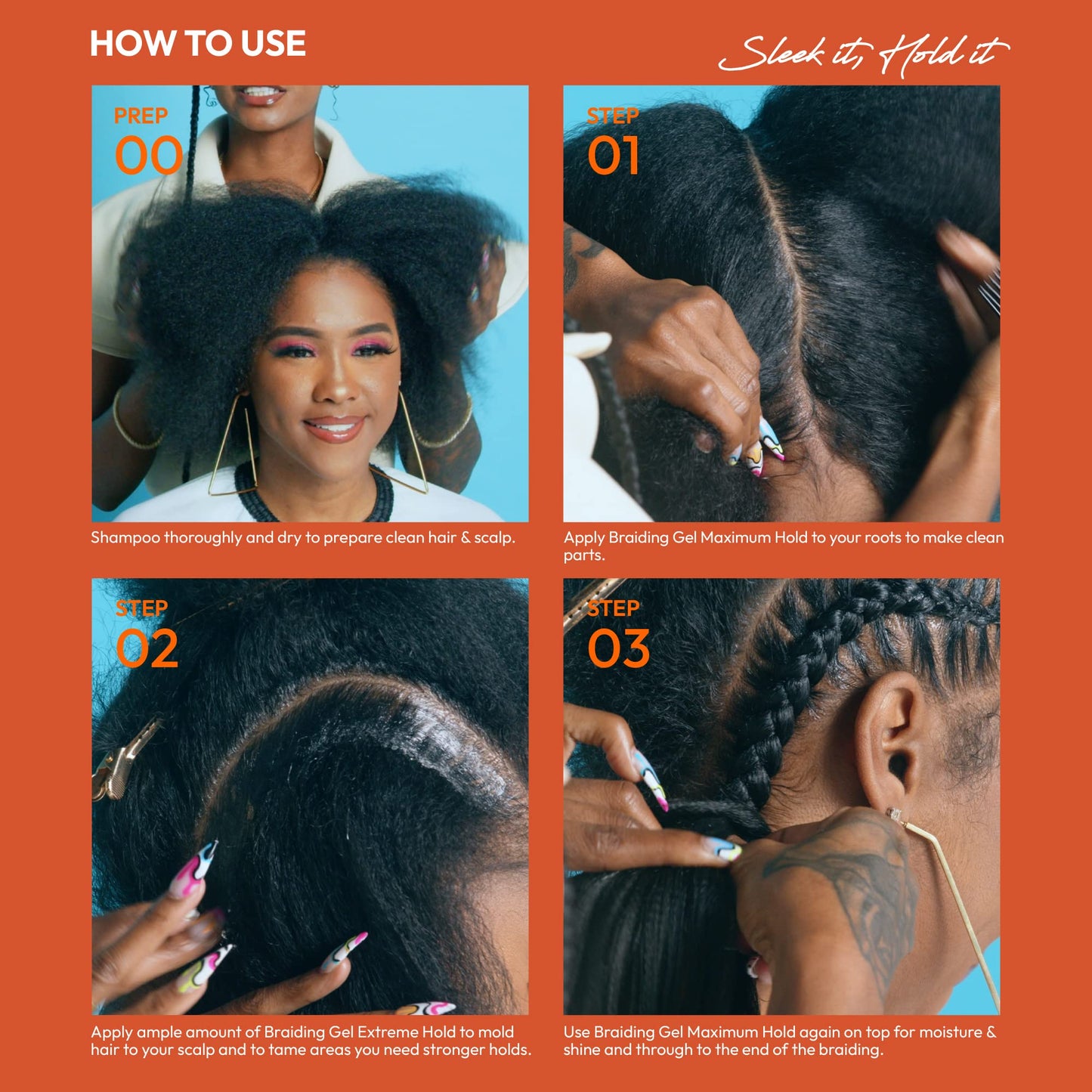 Red by Kiss Hold Braiding Gel for Box Braids, Cornrows- Hydrating, Conditioning, Adds High Shine, Enriched with Certified Organic Jamaican Black