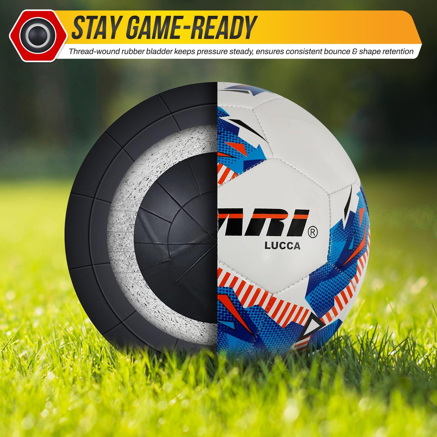 Vizari Lucca Soccer Ball - Size 3,4,5 - for Toddlers, Kids, Youth, Adults - Durable Soccer Ball for Boys, Girls - Practice & Match (Bundle of 1, 6…