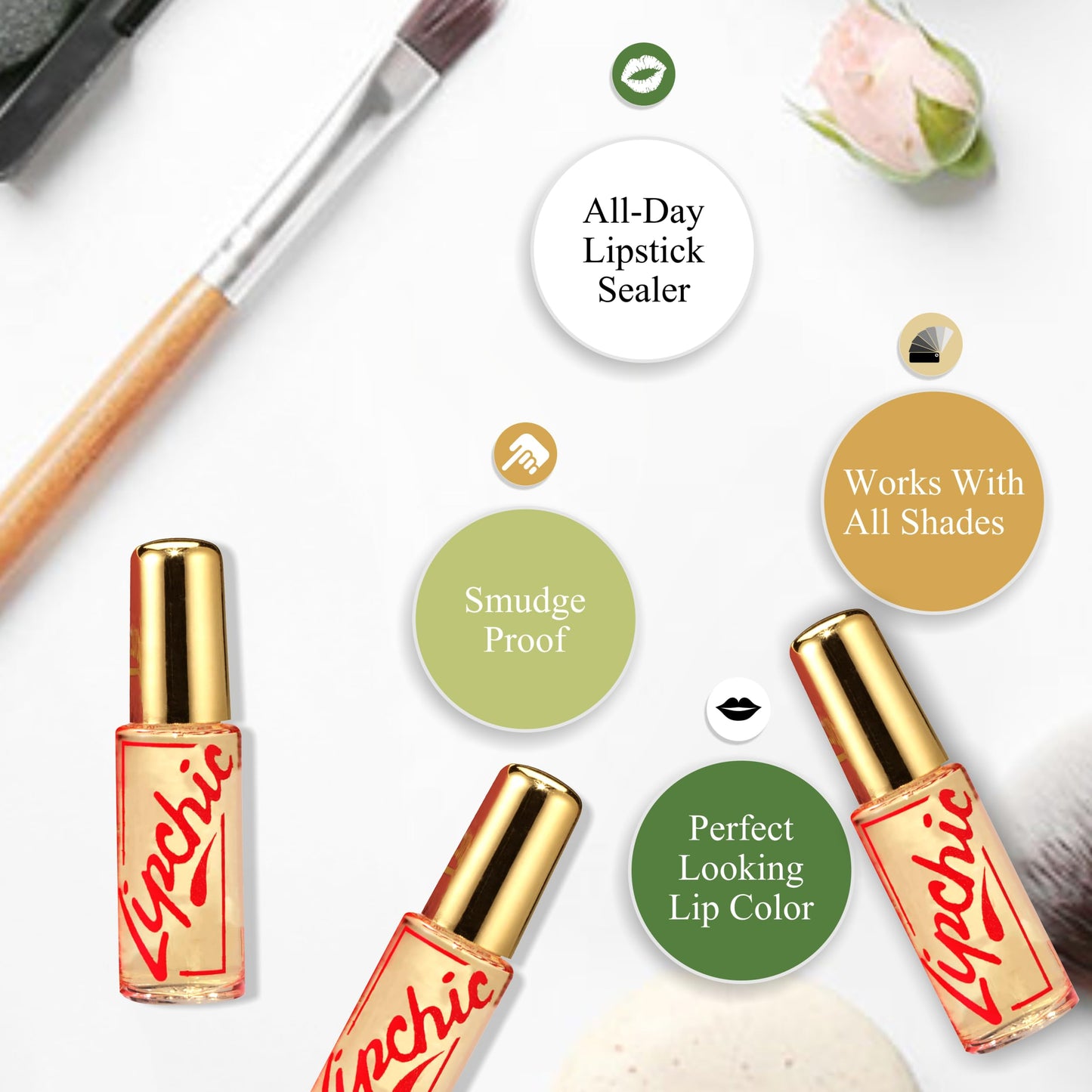 Ella International Lip Chic - 3-Pack All-Day Lipstick Sealer, Smudge-Proof & Long-Lasting, 0.25 oz Each