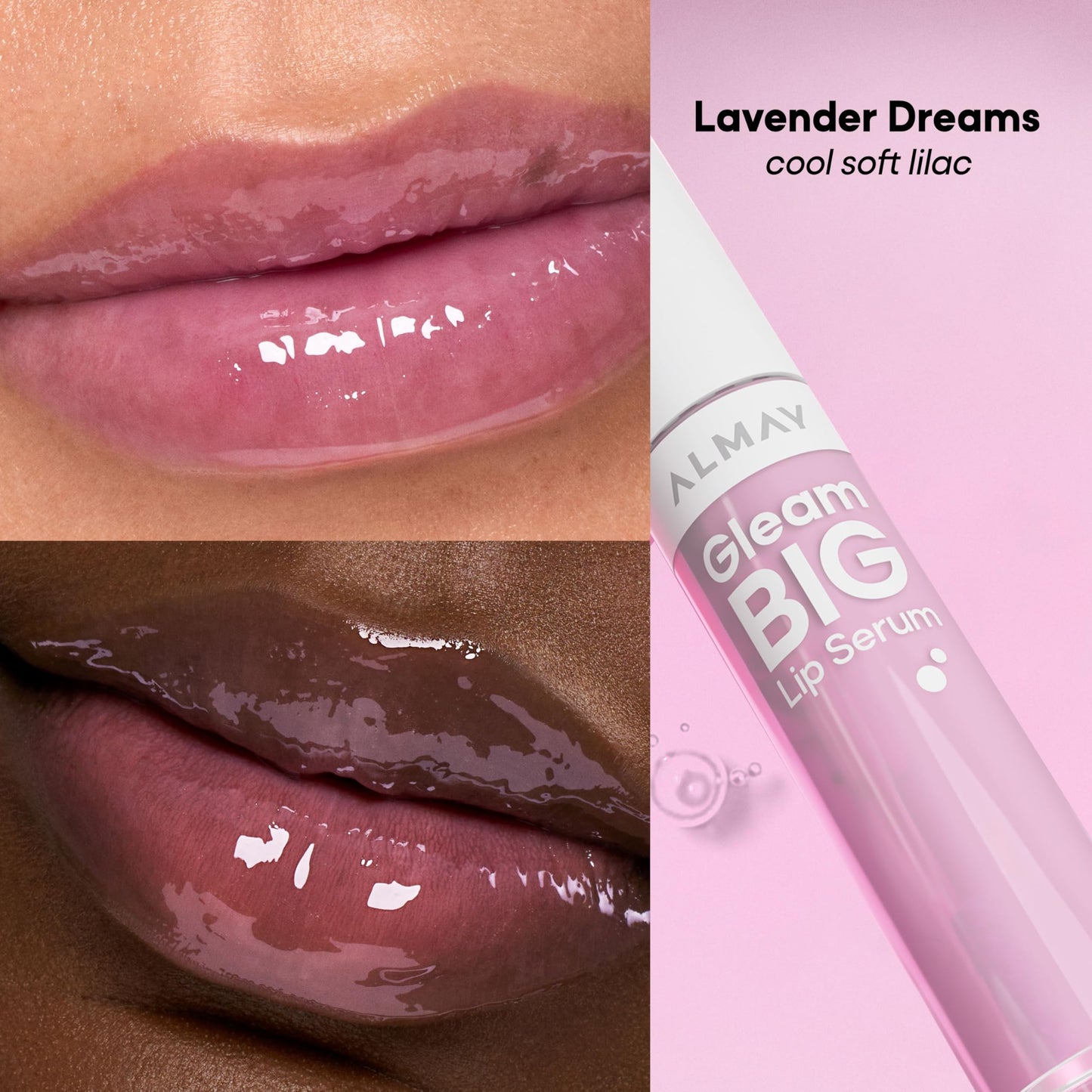 Almay Gleam Big™ Lip Serum, Hydrating and Moisturizing, Hypoallergenic Lip Gloss, Non-Sticky, 200 Lavender Dreams, 0.13 fl oz