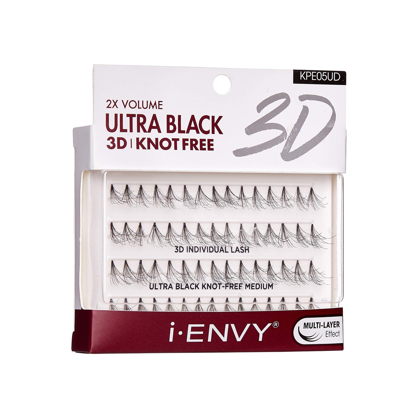 iENVY 3D Individual Lash Knot Free Ultra Black 2X Volume (3 Pack Medium)