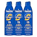 Coppertone Sport Sunscreen Spray, Broad Spectrum SPF 15 Water Resistant Spray Sunscreen, 5.5 Oz, Pack of 3