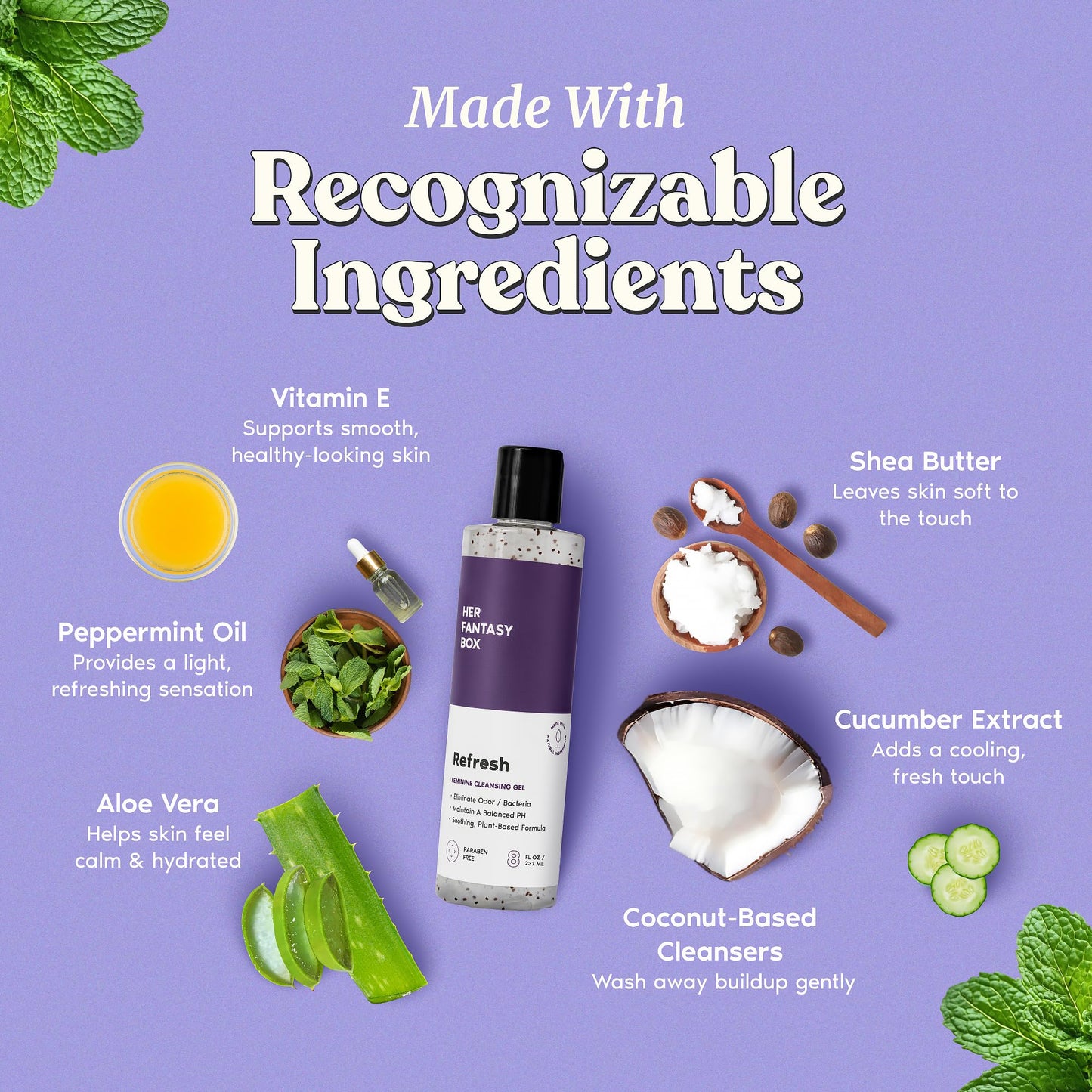Her Fantasy Box | Refresh pH Balancing Shower Gel - Natural Feminine Hygiene Solution for Gentle Cleansing, Odor Control, and Skin Nourishment