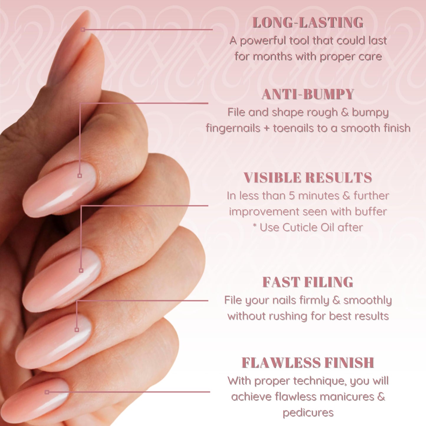 Tammy Taylor 100 Grit Acrylic Finger Nail Files for Women, 100/180 Limas para Uñas & Emery Boards for Nails, Professional Manicure Tools, Salon Art