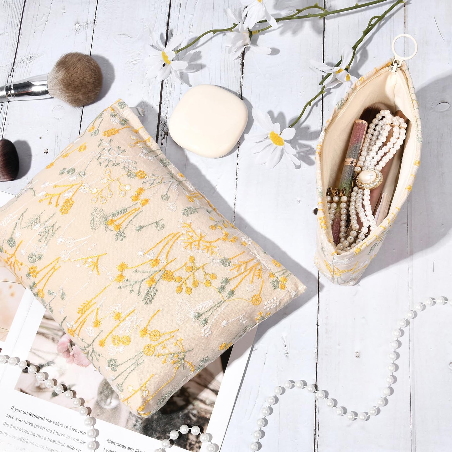 SOIDRAM 2 Pcs Makeup Bag Large Cosmetic Bag Toiletry Bag Makeup Pouch Travel Bag Organizer Cute Makeup Brushes Aesthetic Accessories Storage Bag Beauty and Personal Care SOIDRAM