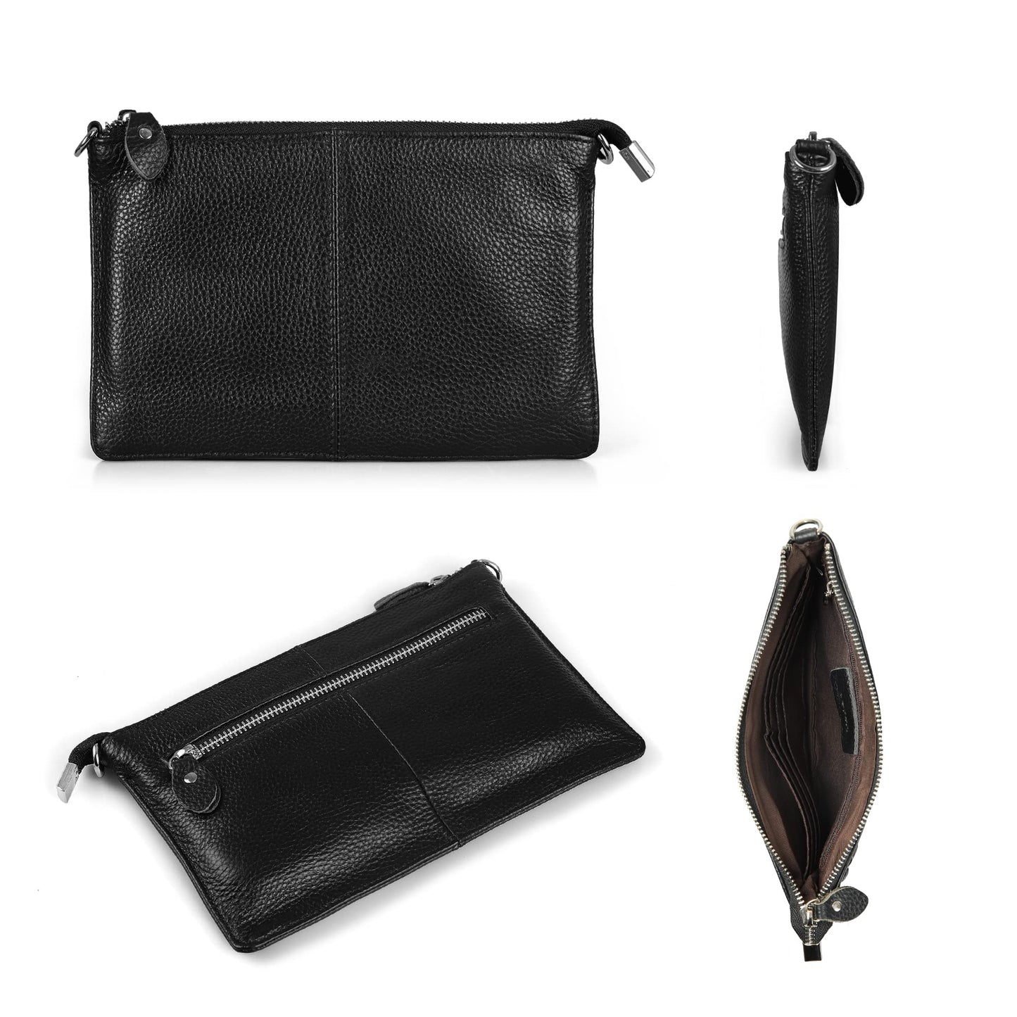 befen Black Women's Genuine Leather Wristlet Clutch Crossbody Phone Bags Wallet Purses and Handbags