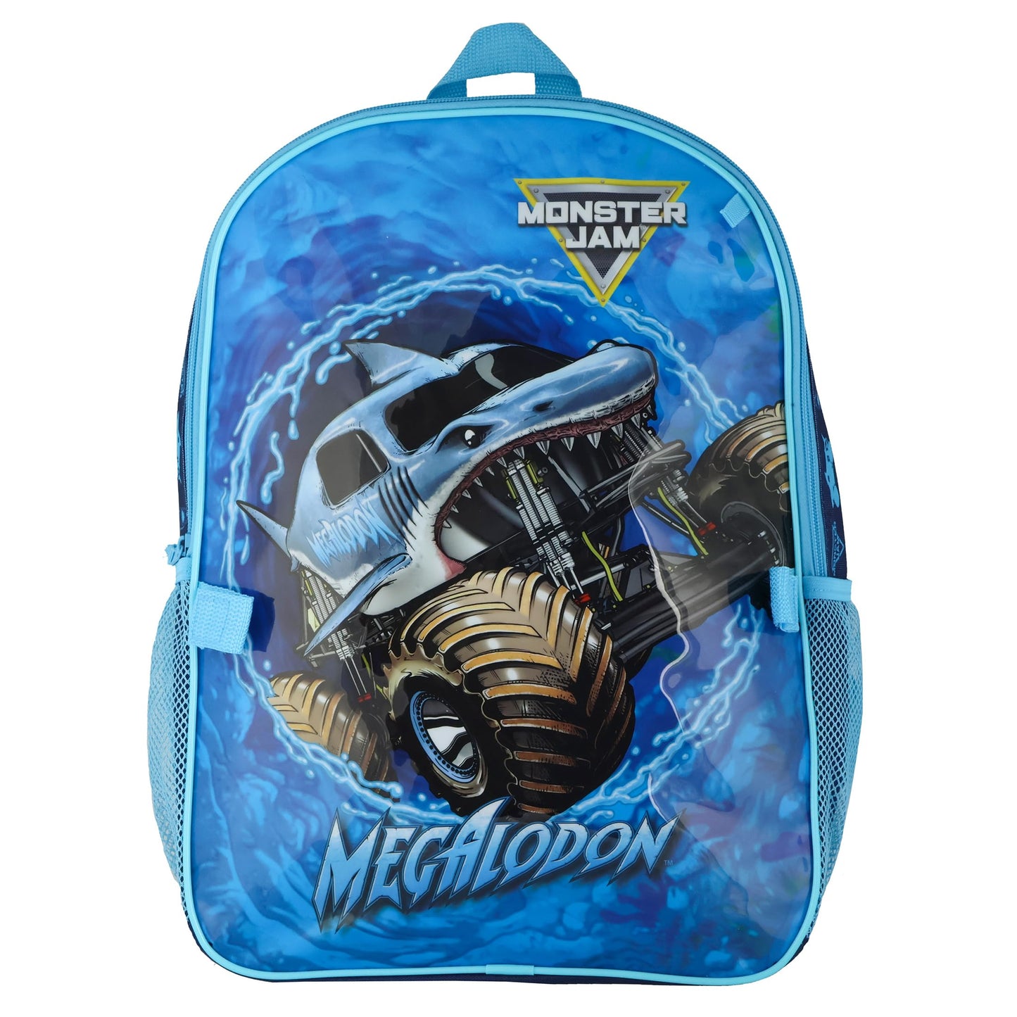 INTIMO Monster Jam Megalodon 5-Piece Backpack Mega Set with Detachable Lunch box Water Bottle Pencil Case and Stickers Set