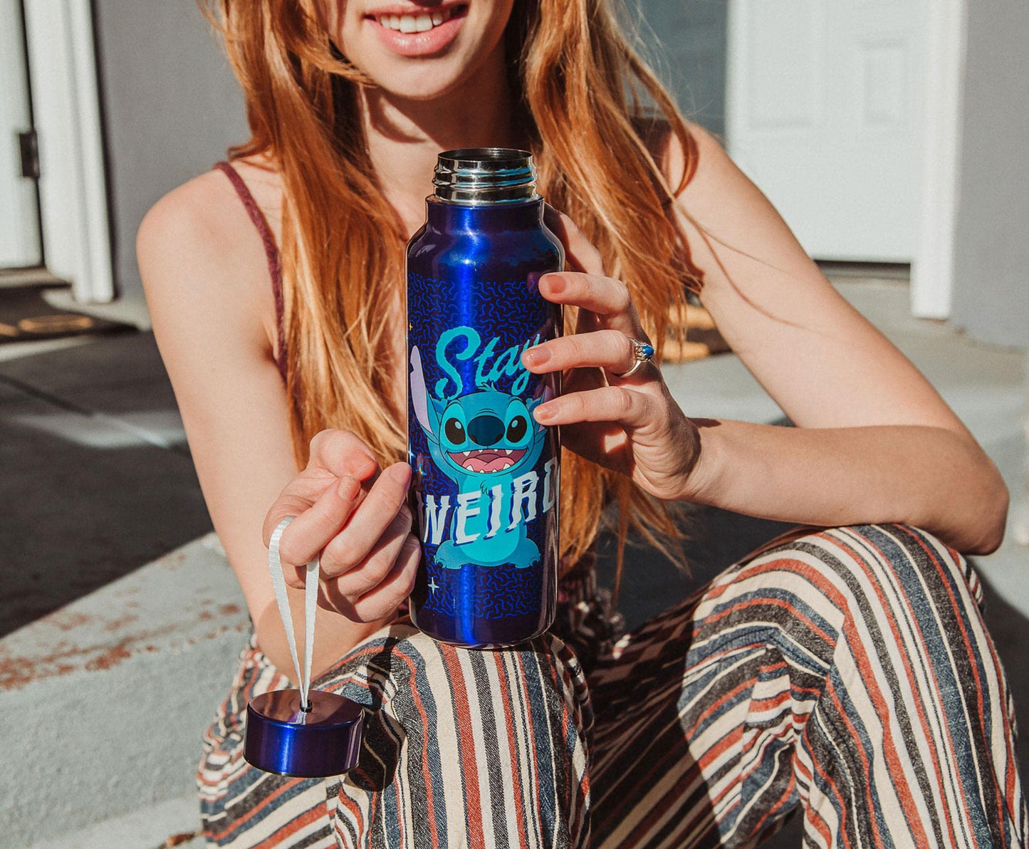 Disney Lilo & Stitch "Stay Weird" 27-Ounce Stainless Steel Water Bottle | BPA-Free Plastic Sports Jug With Leakproof Screw-Top Lid | Hydration