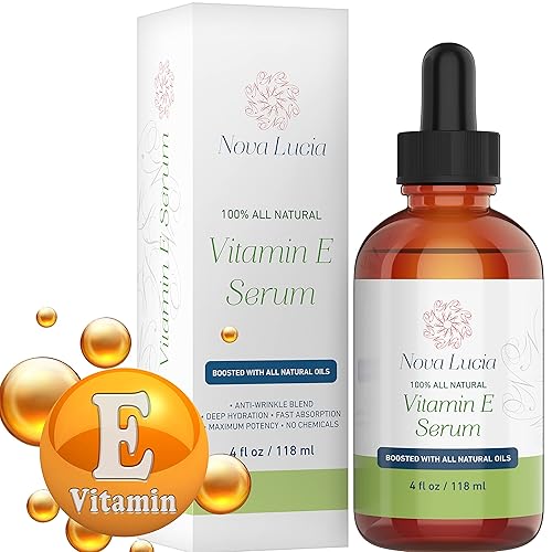 Nova Lucia Organic Vitamin E Oil - Pure Vitamin E for Skin, Face & Hair | Scar & Stretch Mark Treatment, Natural Moisturizer for Soft, Smooth