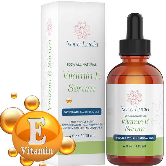 Nova Lucia Organic Vitamin E Oil - Pure Vitamin E for Skin, Face & Hair | Scar & Stretch Mark Treatment, Natural Moisturizer for Soft, Smooth