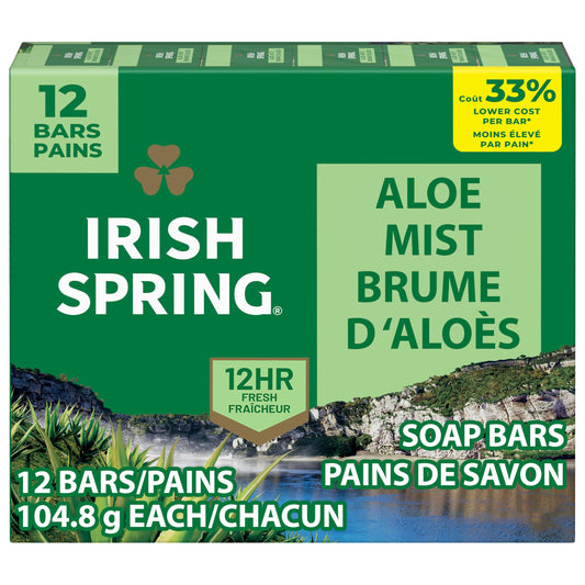 Irish Spring Aloe Vera Moisturizing Bar Soap, 44.4 Oz