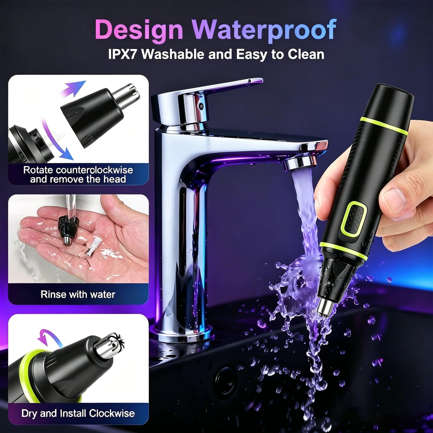 AREYZIN Nose Hair Trimmer for Men,Rechargeable 2026 Professional 2 in 1 Painless Nose Ear and Trimmer, Eyebrow & Facial Hair Trimmer with IPX7 Beauty and Personal Care AREYZIN