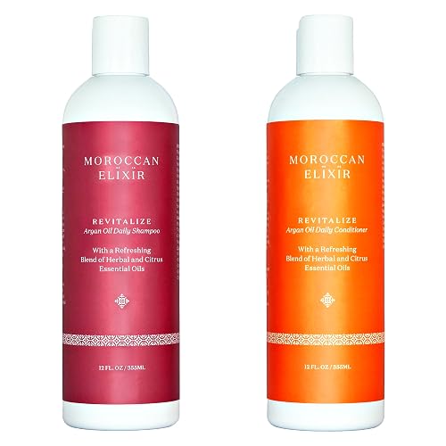 Moroccan Elixir Revitalize Hair Treatments Argan Shampoo & Conditioner Set For Woman | Enriched with Antioxidants, Minerals & Vitamin E | Suitable