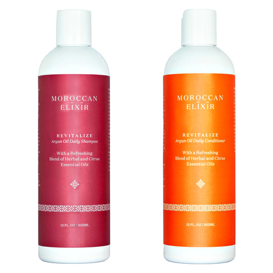 Moroccan Elixir Revitalize Hair Treatments Argan Shampoo & Conditioner Set For Woman | Enriched with Antioxidants, Minerals & Vitamin E | Suitable