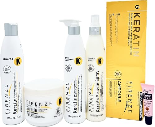 Firenze Professional Keratin Kit: Shampoo 10.1fl oz, Mask 13.5 Fl oz, Intense Conditioning complex 10.1 Fl oz, Protein Spray 10.1 Fl Oz & Keratin