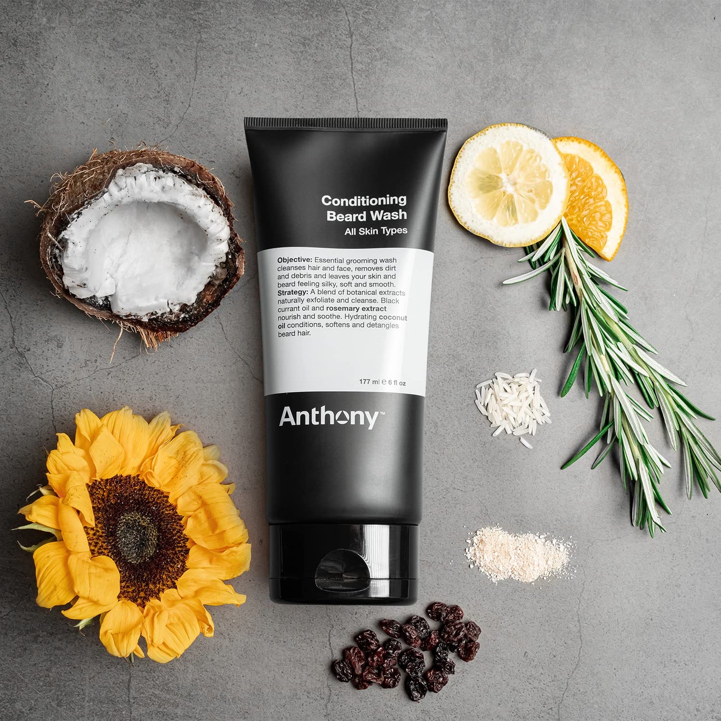 Anthony Conditioning Beard Wash, 6 Fl Oz, Contains Botanical and Rosemary Extracts, Black Currant and Coconut Oils, Cleanses, Hydrates, Softens,