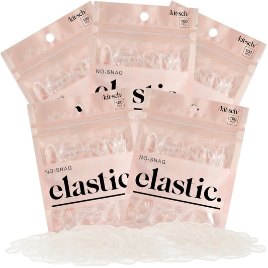 Kitsch Hair Ties No Damage for Kids, Teens and Women - Rubber Bands for Hair Styling | No Snag Hair Elastics | Daily Hair Accessories - 500pcs (Clear) Beauty and Personal Care Kitsch Default Title