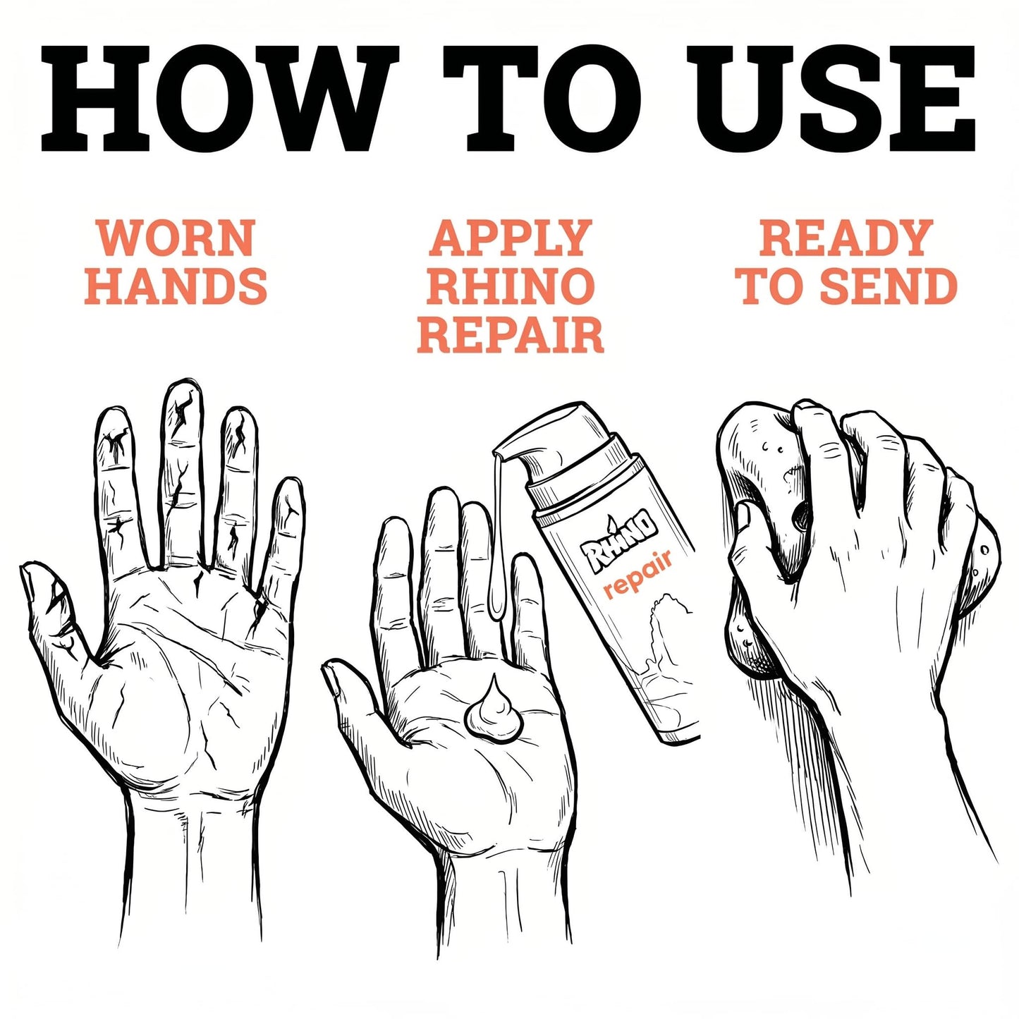 Rhino Skin Solutions Repair Cream Made for Your Adventure, Hand Repair Cream for Dry Cracked Hands, Non Greasy Hand Lotion with Honey and Tea Tree