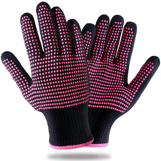 Teenitor 2 Pcs Heat Resistant Gloves With Silicone Bumps, Professional Heat Proof Glove Mitts For Hair Styling Curling Iron Wand Flat Iron Hot-Air Beauty and Personal Care Teenitor Default Title