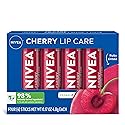 NIVEA Cherry Lip Care, Ruby Tinted Lip Balm Pack with Shea Butter, Nourishing Oils and Vitamin C & E, 3-in-1 Moisture, Repair and Color, 0.17 Oz