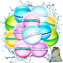 【12 Pack】Magnetic Reusable Water Balloons Fast Refillable for Kids Outdoor Activities, latex-free Kids Pool Beach Bath Toys, Self-Sealing Water Bomb…