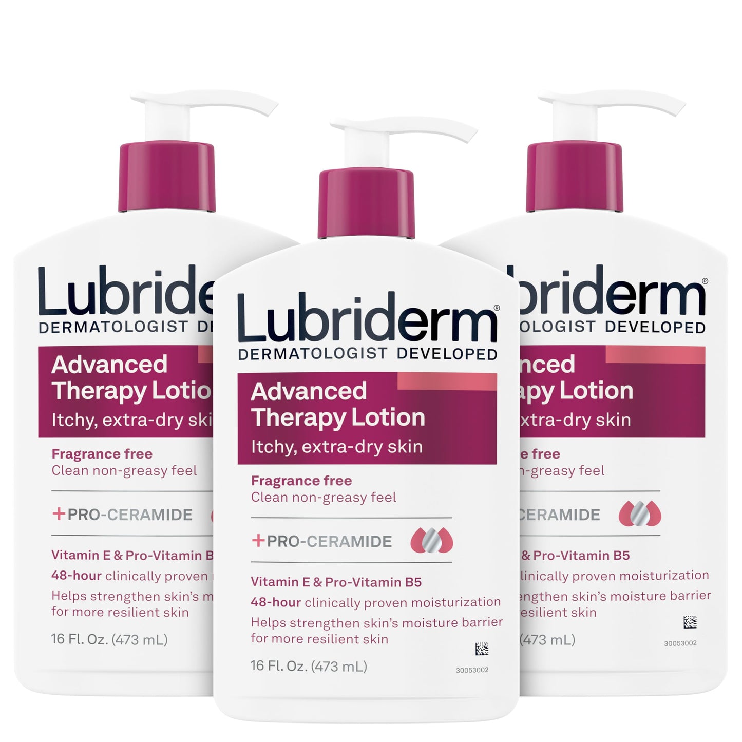 Lubriderm Advanced Therapy Fragrance-Free Moisturizing Lotion with Vitamins E and Pro-Vitamin B5, Intense Hydration for Extra Dry Skin, Non-Greasy