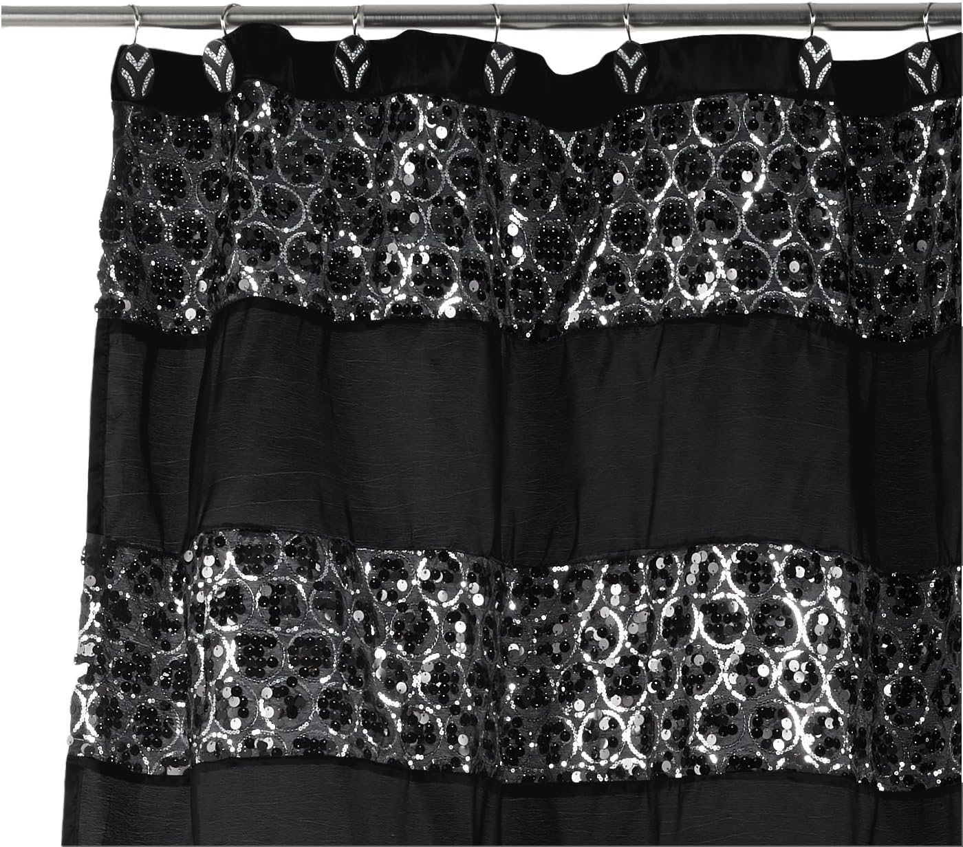 Popular Bath Sinatra Black Collection, 70" x 72" Bathroom Shower Curtain