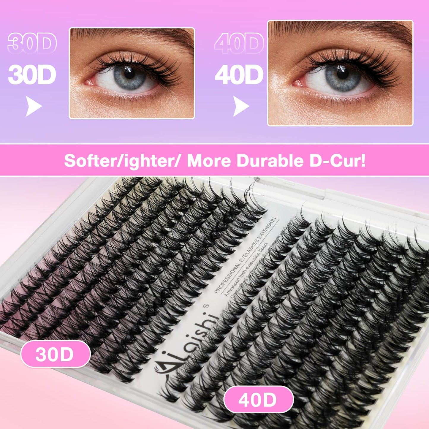 Lash Clusters Kit, DIY Cluster Eyelash Extensions 9‑16mm, 30D+40D, 280pcs, D Curl Natural Volume Lashes with Lash Bond and Seal, Tweezers-Waterproof Beauty and Personal Care AILAISHI