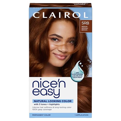 Clairol Nice'n Easy Permanent Hair Dye, 5RB Medium Reddish Brown | 100% Gray Coverage | Long?Lasting, Natural?Looking Color & Shine | Pack of 1