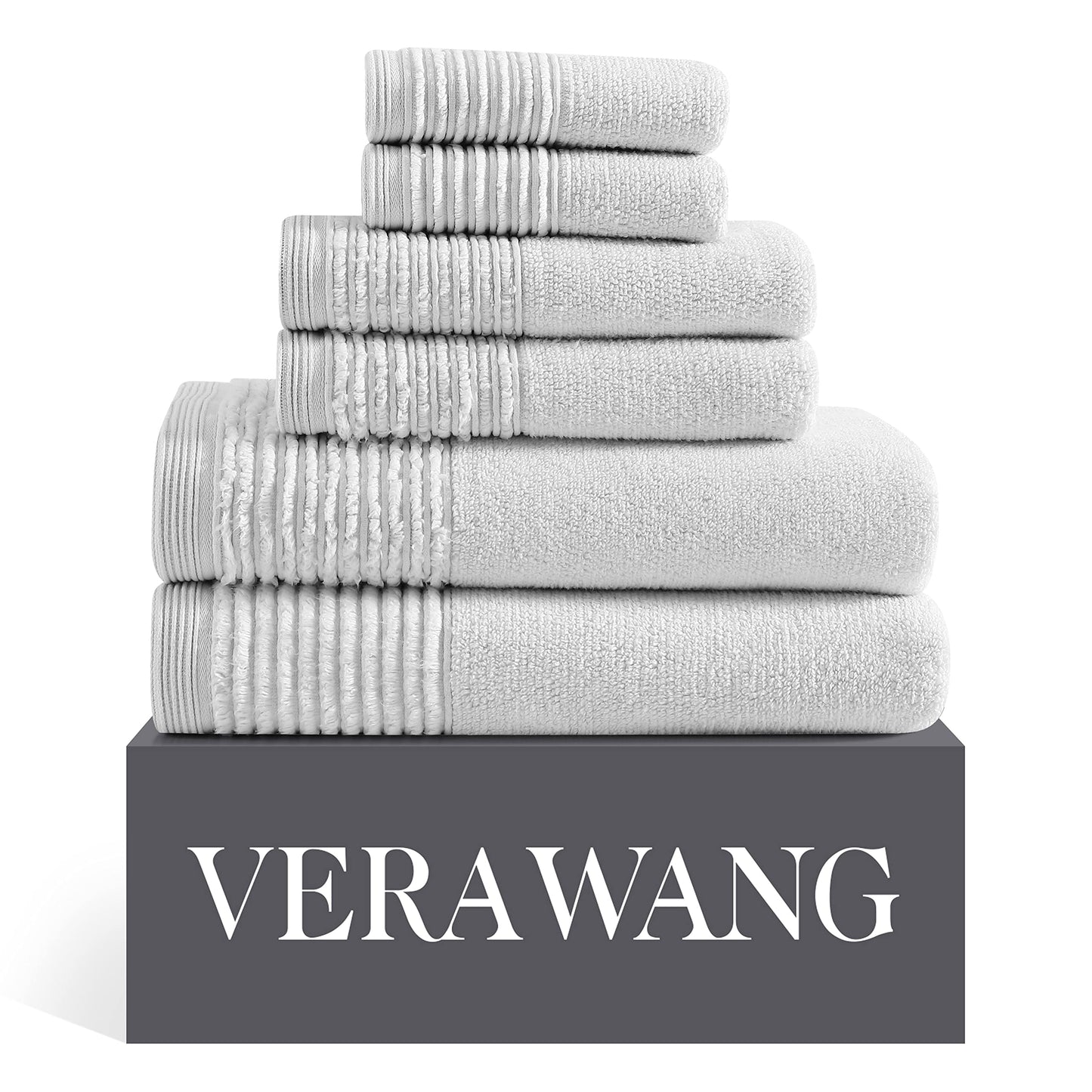 Vera Wang - Bath Towels, Super Soft 100% Cotton Towel Set, Highly Absorbent with a Medium-Weight Plush Feel, Low Linting & Fade Resistant Bathroom…